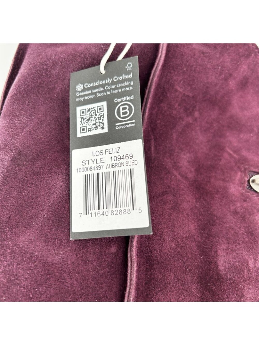 The Sak Los Feliz Tote Aubergine Suede Snap Shoulder Strap Silver Lined Slouchy - Picture 3 of 14